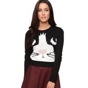 LA Hearts cute and warm cropped cat sweater